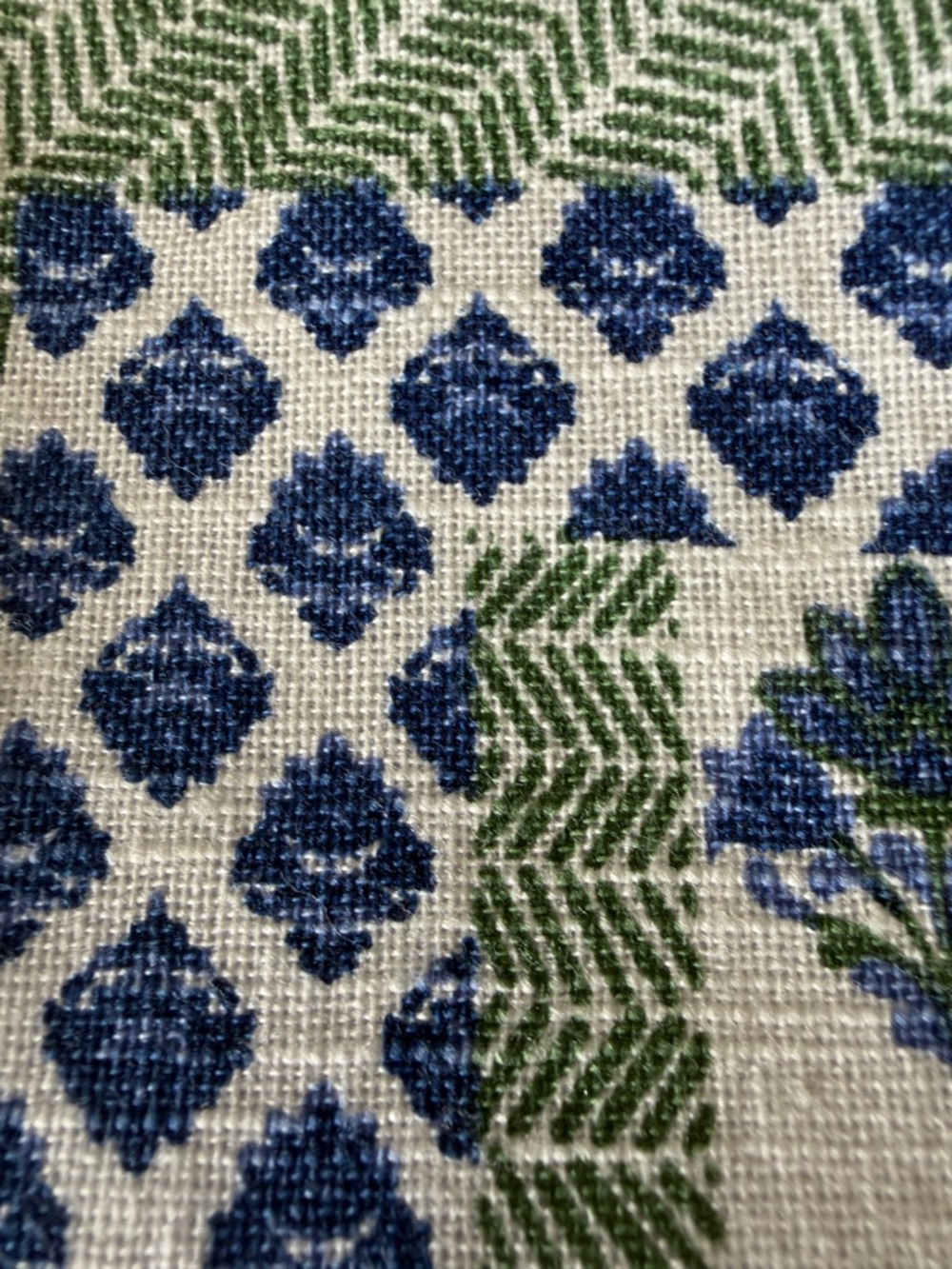 Set of 6 reversible Blue and Green Floral Block Print place Mats - Picture 5 of 5